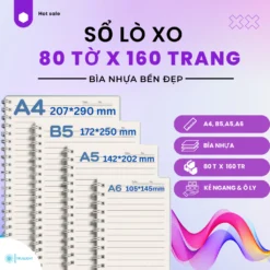 Sổ Lò Xo Bìa Nhựa Trong 80 Tờ x 160 Trang -  Nhiều Kích Thước A6 A5 B5 A4