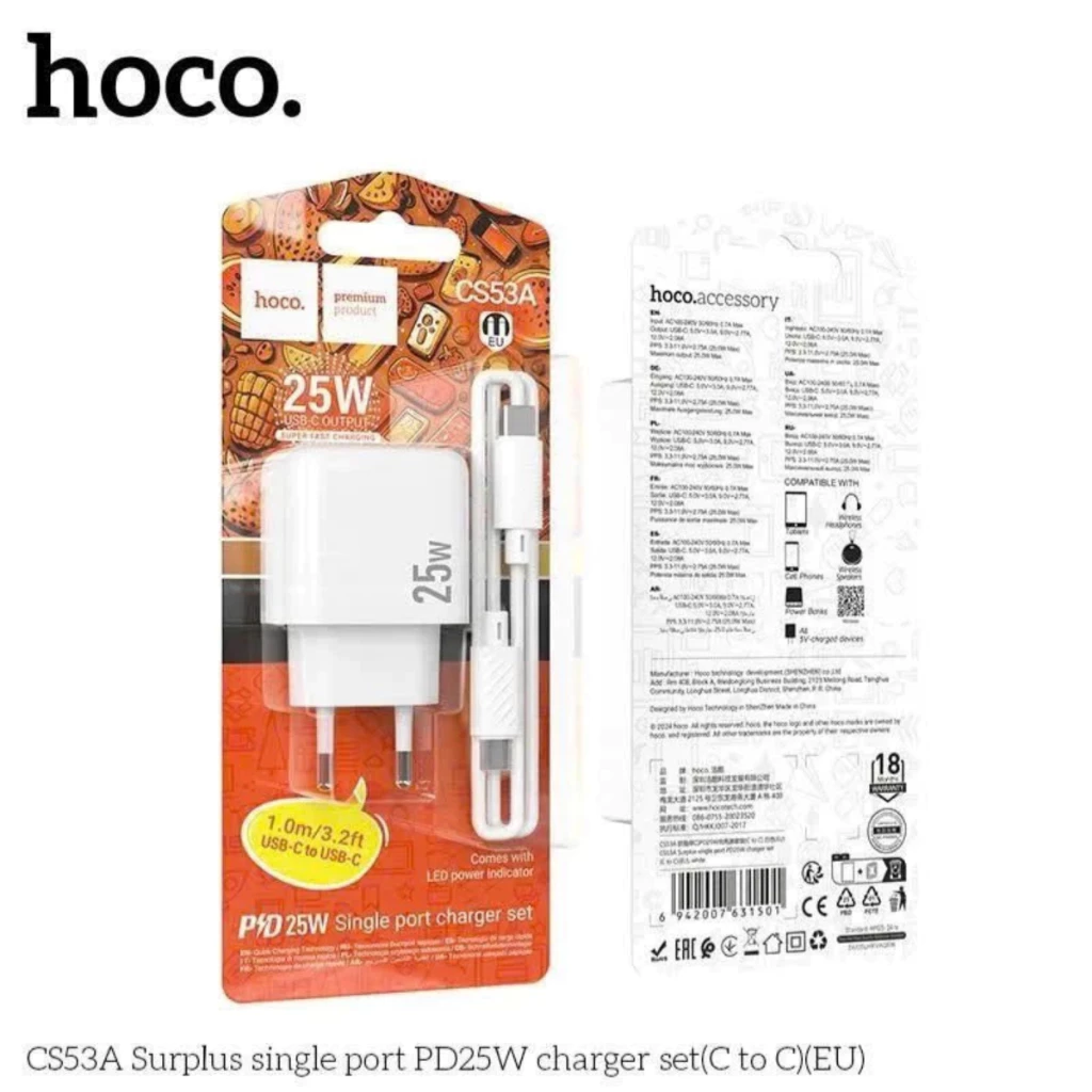 Bộ sạc nhanh hoco CS53A 25W Type c to Type c. - Ảnh 2