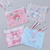 Túi zip cute hoạt hình Melody, túi đựng bút, đựng đồ cá nhân lụa mờ có khóa kéo
