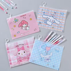 Túi zip cute hoạt hình Melody, túi đựng bút, đựng đồ cá nhân lụa mờ có khóa kéo