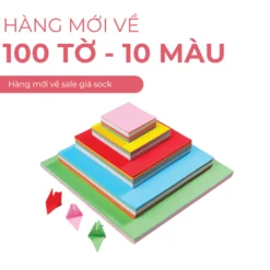 100 Tờ Giấy Màu Thủ Công Origami Cao Cấp - 10 Màu - Định lượng 70 GSM - Gấp hạc, gấp hoa, gấp tim