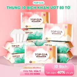 [Combo 10 /5 /2 ] - Khăn Ướt Topgia Mẫu Mới 80 Tờ Cao Cấp Dành Cho Văn Phòng