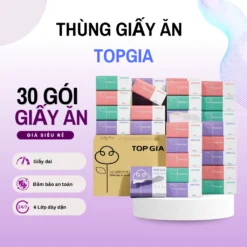 Thùng 30 Gói Giấy Ăn Top Gia Dạng Hộp Rút 4 Lớp Dai Mịn Chất Lượng Cao