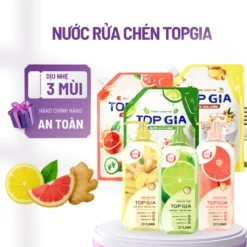 [Hỏa Tốc - Giao Ngay] Nước Rửa Chén Bát Topgia 3 Hương Tự Nhiên – Chanh, Bưởi Hồng, Gừng