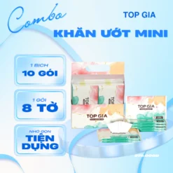 [Túi 10/5 - Gói] Khăn Ướt Mini TOPGIA Không Mùi, Gói Nhỏ Gọn Tiện Lợi Cho Bé Đi Học, Đi Chơi