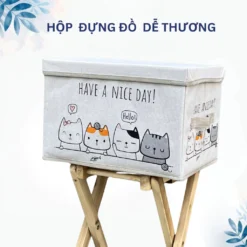 Hộp Đựng Đồ Không Ngăn Dễ Thương Họa Tiết Hình Mèo Cute